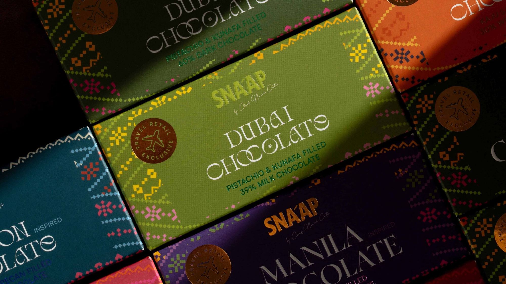 SNA’AP city chocolate bars arranged in a gift box